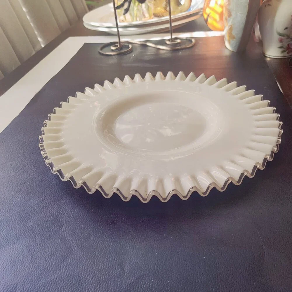 Fenton Silver Crest Milk Glass Platter - Cake Plate 12.5